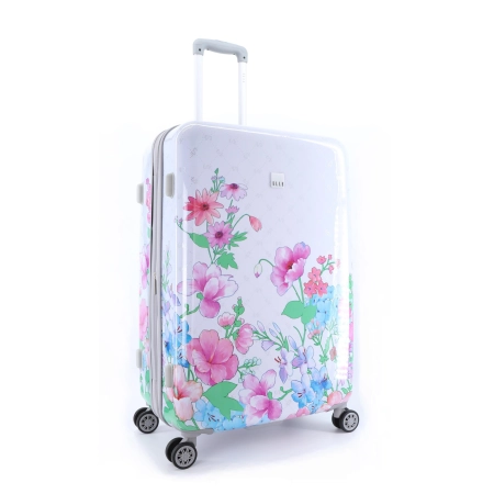 Mała walizka Elle Flower biała 40l