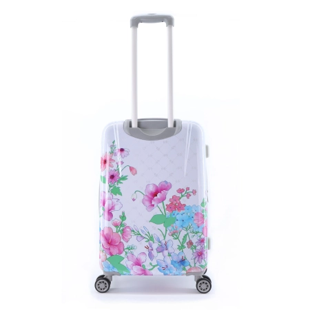 Średnia walizka Elle Flower biała 66l