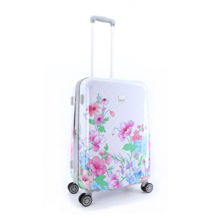 Średnia walizka Elle Flower biała 66l