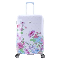 Średnia walizka Elle Flower biała 66l